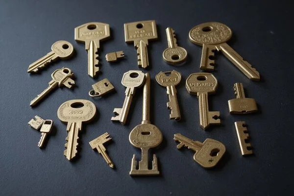 Assortment of freshly cut keys in various types
