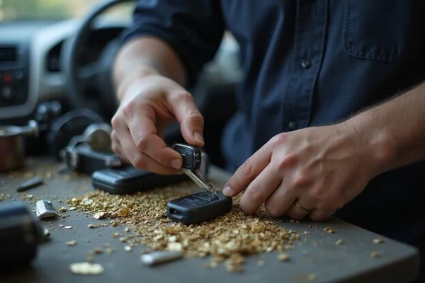 Locksmith using professional key cutting machine