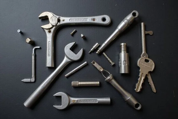 Professional locksmith tools laid out on clean surface