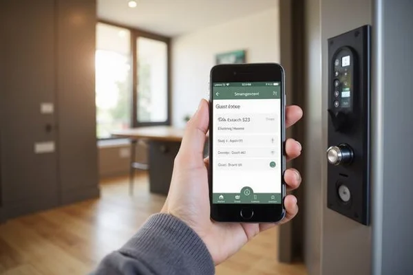 Smartphone showing smart lock management app