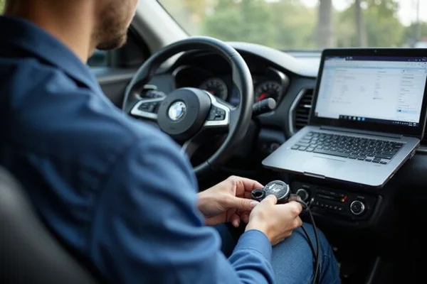 Technician programming transponder key using diagnostic equipment
